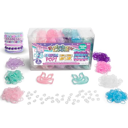 Rainbow Loom: Treasure Box - Sparkle Pop! Edition - DIY Bands Bracelet Kit, 7000 Color Rubber Bands, 2 Happy Looms, Jewelry Crafting Activity, Kids 7+