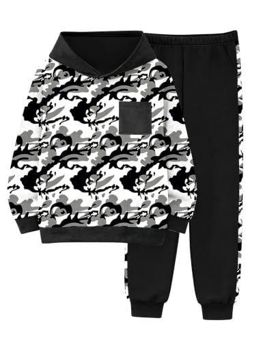 Image of Boys Clothes Fall Winter Outfits Camouflage Long Sleeve Hoodie and Pants 2PC Kids Clothes Boys for 5-14 Years
