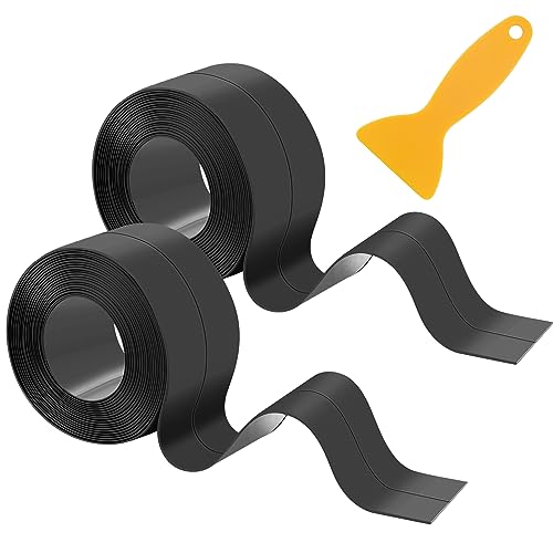 2 Rolls Bath Sealant Strip 21ft Self Adhesive Caulk Strip Bathroom Sealant Anti Mould Sealing Tape for Kitchen Waterproof Sealant Tape for Sink Toilet Wall Corner(black)