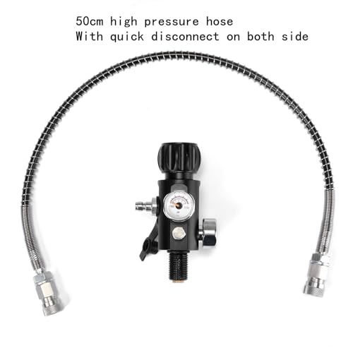 Orctac Black Coating 1.6L/98ci Carbon Fiber Paintball HPA Air Tank,4500psi PCP Air System Dual Gauge Valve Black Zip Up Cover 20-inches High Pressure Hose with Double Quick Diconnect Produced in 2023 - Thumbnail 5