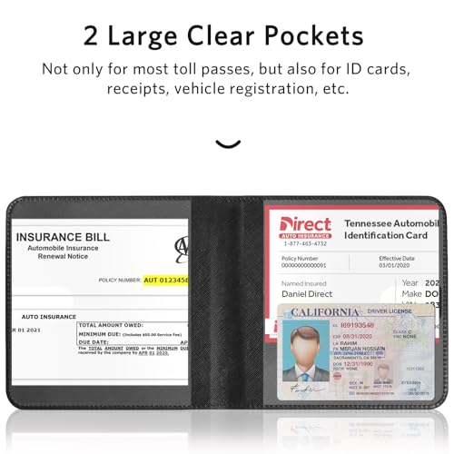 Image of CoBak Car Registration and Insurance Holder - Small and Lightweight Vehicle Glove Box Car Organizer, Auto Truck Comparment Accessories Case for Essential Document, Driver License (Black Cross Texture)