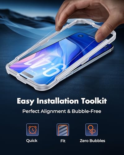 Image of UNBREAKcable 2-Pack Screen Protector for iPhone 17 Air Tempered Glass | Military Grade Shatterproof, 9H+ Hardness, 99.99% HD Clear, Bubble-Free, Easy Installation Frame, for iPhone Air