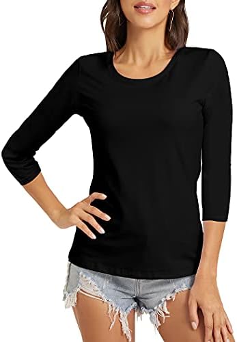 VIIOO Women's Basic 3/4 Sleeve Crew Neck T-Shirt Casual Solid Slim Cotton Top 3 VIIOO Women's Basic 3/4 Sleeve Crew Neck T-Shirt Casual Solid Slim Cotton Top