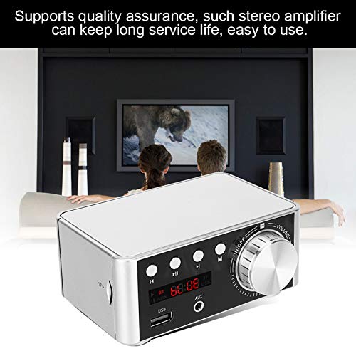 ZAICOLER Wzmacniacz Stereo, Wzmacniacz Audio HiFI Bluetooth 5.0 Łatwy w Użyciu dla Wzmacniacza (SILVER)
