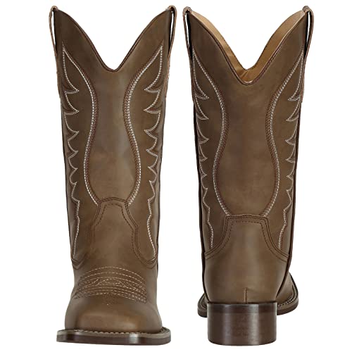 J's.o.l.e Women's Cowboy Boots Square Toe Wide Calf Cowgirl Western Riding Boots Brown Us Size 10 #TOP1