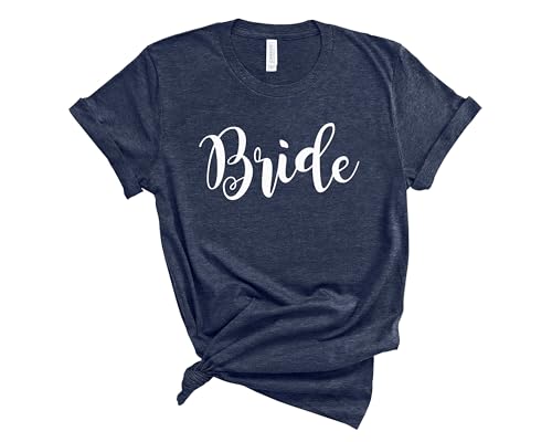 Bride Shirt. Bridal Tee. Bachelorette Party Apparel (Htr Navy, Medium)