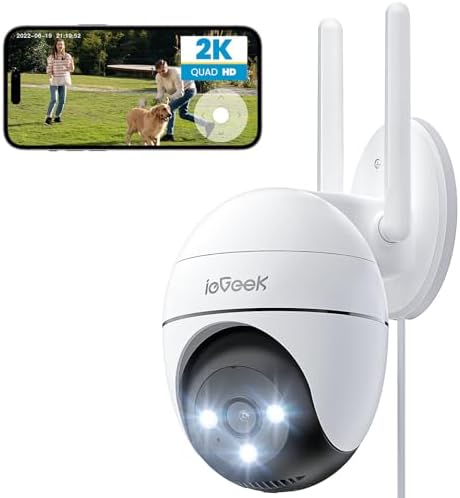 ieGeek 2K Kabelgebundene Überwachungskamera Aussen WLAN - 2,4/5G & 360° PTZ | Automatische Verfolgung, WiFi Dome Outdoor IP Kamera, Farbige Nachsicht, Bewegungserkennung, Zwei-Wege