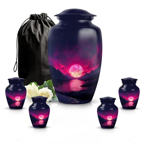 Image of Beach Urn - Cremation Memorial - Combo 3 - Large with 3 Inch Pack of 4 - Small Keepsake Urn - Unique Urns for Human Ashes - Large Funeral Urns for Adult Human