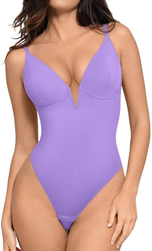 PopilushShapewear Bodysuits for Women - Tummy Control Shapewear Deep V Corset Tops Concert Outfits for Women