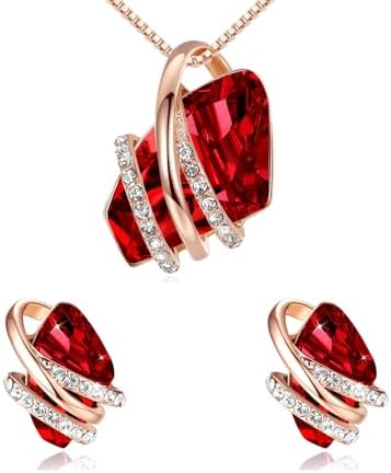 Leafael Wish Stone Necklace and Stud Earrings Jewelry Set for Wom...