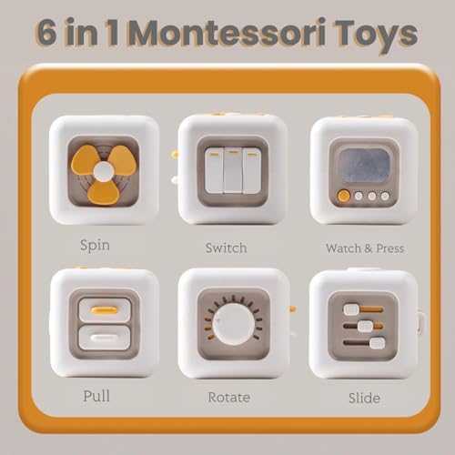 Image of 6-In-1 Activity Cube For 1-Year-Old Boys, Educational Busy Toy For Toddlers 1-3- Sensory Toy To Develop Fine Motor Skills-Travel-Friendly - Birthday Gift For Boys And Girls,White