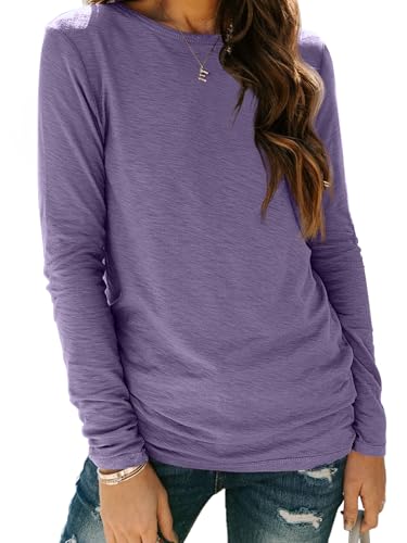 Image of AUTOMET Women's Long Sleeve Crewneck Shirts Casual Basic Tops