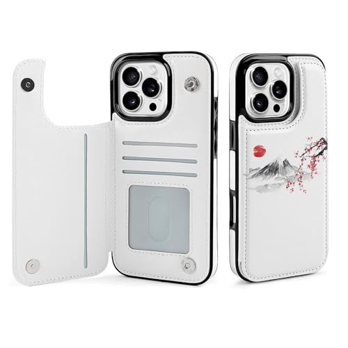 iPhone16ProMax用ケース 手帳型 富士山 桜 さくら 和風柄 日本画 水墨画 水彩絵 アイフォン16ProMax用ケース 背面 財布型 2024年 スマホケース PUレザー カード収納 スタンド機能 おしゃれ