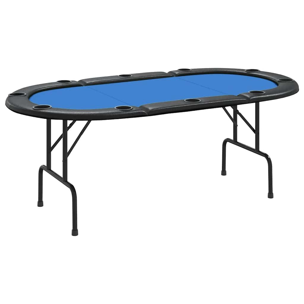 Générique Table de Poker Pliable 10 Joueurs Bleu 207x106x76 cm,Tables de Poker & de jeux-80403