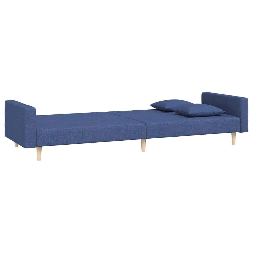 Sofá cama, 2 plazas, con 2 cojines de tela, acolchado, para salón y oficina, color azul