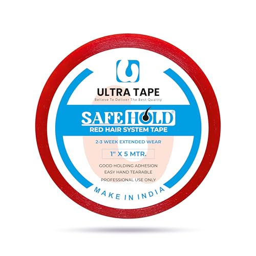 Image of Red Hair System Tape Double Sided Transparent Wig Tape 1 Inch X 5 Yards | Residue Free Removal, Skin Friendly, Hair Patch Protection, Easy Servicing, Strong Hold Adhesive Tape