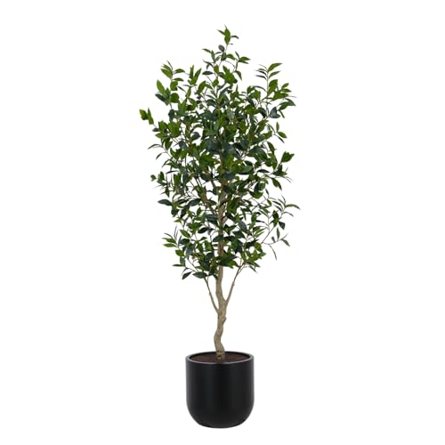 CG Hunter Faux Laurel Tree, Premium Artificial Indoor Tree Stands 7-ft Tall, Lifelike-Leaves & Hand...