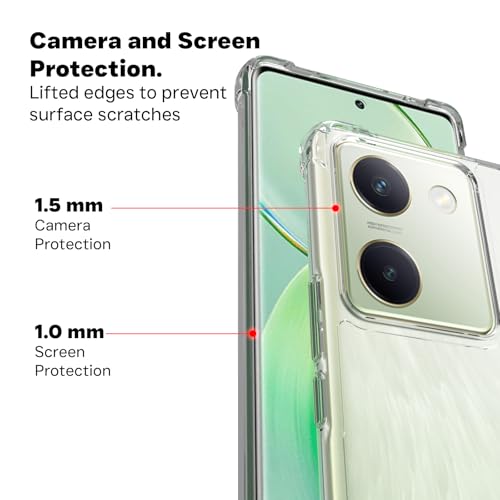 Image of RIGGEAR Shockproof Clear Hybrid Armor Back Cover Case for VIVO Y200 Pro 5G / Y300 Plus 5G (Transparent PC with TPU Bumper)