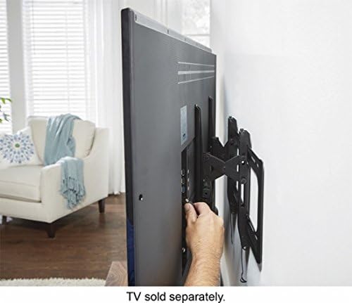 Lato view of TV tilted downwards on wall mount