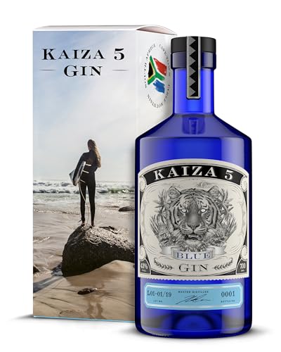 KAIZA 5 BLUE GIN – 0, l - 43% | Ginebra de Sudáfrica/Ciudad del Cabo | Floral, afrutada, fresca | Saúco, arándano y pitahaya | SURFER