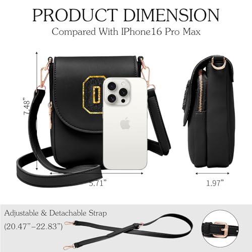 Image of Viverte Crossbody Purse for Teen Girls Small Initial Cell Phone Toddler Purse Leather Triple Compartment Crossbody Bags
