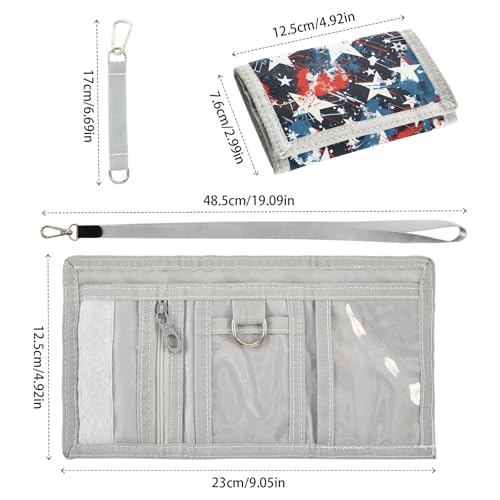 ALAZA Kids Wallets for Boys Girls Toddler Trifold Wallet Children Small Grunge White Blue Stars with Zipper Coin Pocket3