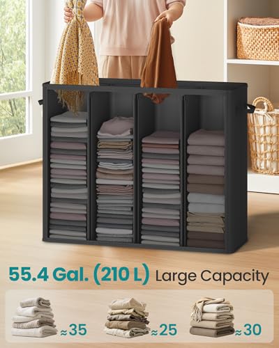 SONGMICS 55.4 Gallon (210L) Wäschekorb, 4-Fach Wäschekorb Sortierer mit Deckel, Etiketten, Herausnehmbare Auskleidungstaschen… – Ansicht 3