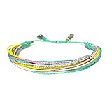 Surfer String Friendship Bracelet Aqua Yellow Pink Lavender Silver Wax Cord RUMI SUMAQ