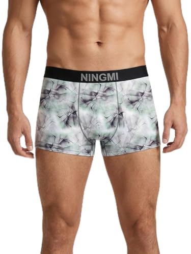 Image of NINGMI Men's Ultra-Soft Printed Trunk Briefs - Premium Imported Nylon Blend, Breathable & Moisture-Wicking Underwear, Tag-Free Comfort with 4-Way Stretch