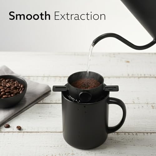 Image of AGARO Pour Over Coffee Maker with Double Mesh Filter, Food Grade 304 Stainless Steel & Plastic Coffee Dripper, 100% Paperless, Foldable-Portable & Easy to Clean, Retains True Coffee Flavour