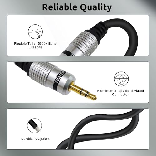 Image of MX 3.5mm Male to 6.35mm Female Audio Adapter Cable - AUX to RCA Style Y Splitter Extension for PC, Speakers, Mixers & Stereo Devices - 3 Meter, Black