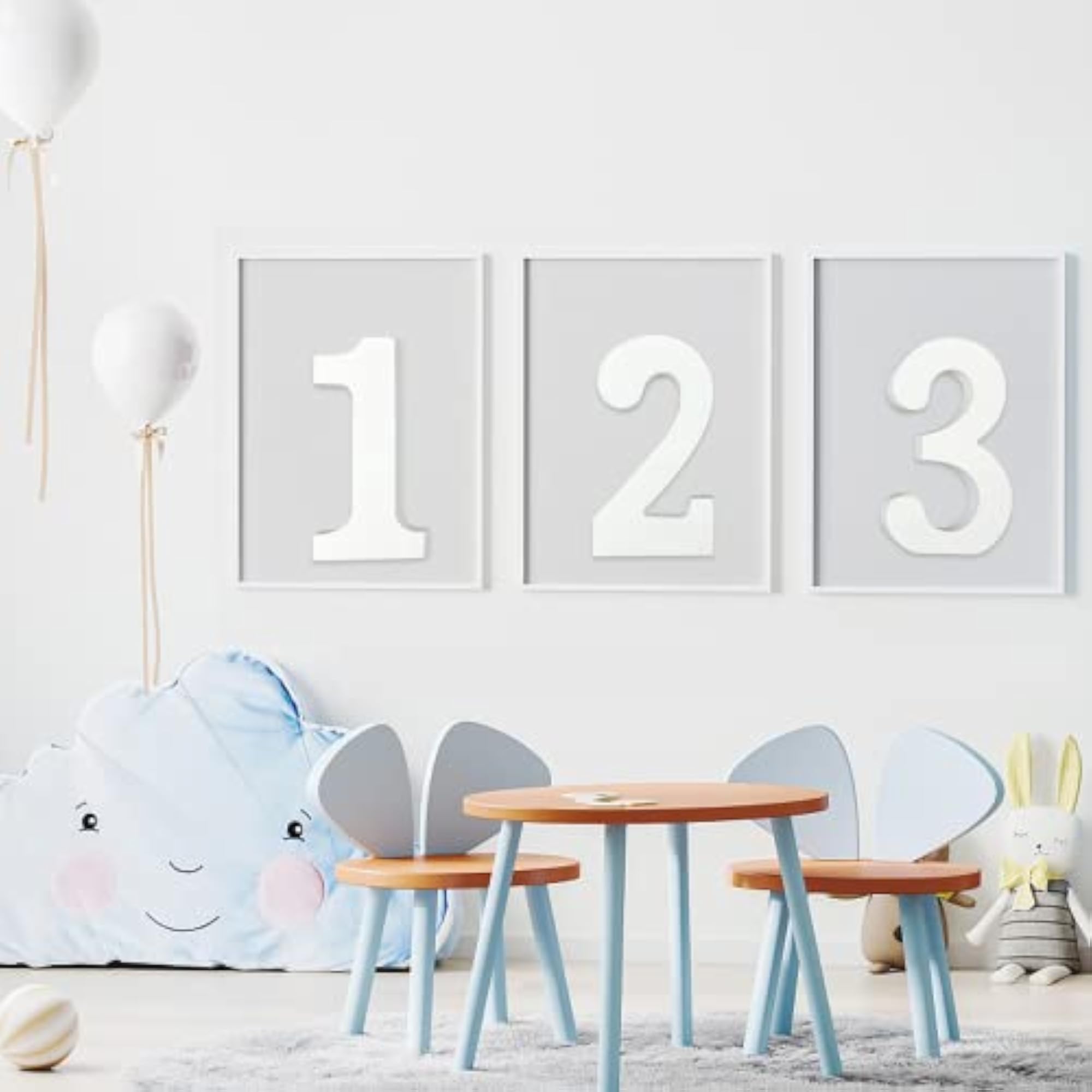 6 Inch Unfinished White Wood Numbers for Decor