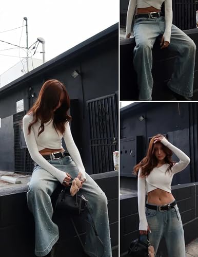 Aelfric Eden Rhinestone Application Loose Jeans Oversized High Waist Casual Baggy Denim Pants2