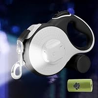Hundeleine 8M - Hunde Leine Rollleine mit LED-Licht und Kottaschenhalter, Verknotungsfrei Leine, Schnellbremsknopf & Anti-Rutsch Griff, für Hunde Bis 50kg/110lbs, Einkaufen, Training, Reisen