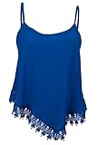 eVogues Plus Size Asymmetric Lace Trimmed Spaghetti Strap Tank Top