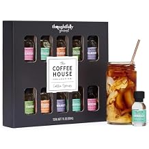 Thoughtfully Gourmet, Coffee Syrup Sampler Gift Set, Syrup Flavors Include Salted Caramel, Vanilla, Mocha, Hazelnut, Pumpkin Spice, More, Set of 10