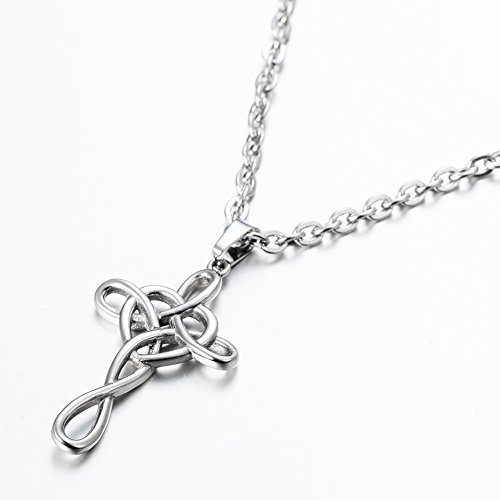Jude Jewelers Stainless Steel Love Knot Heart Shaped Cross Pendant Necklace2
