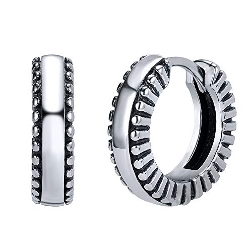 Pendientes de aro de calavera gótica de acero inoxidable para hombre, joyería vintage Cover