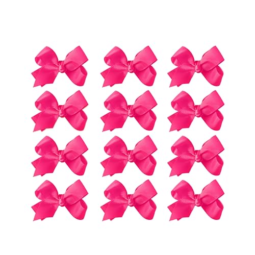 Small Solid Bow for Girls - Set of 12 (Hot Pink)
