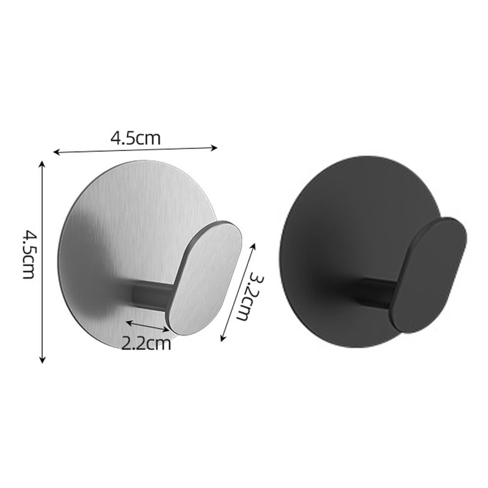 Gancio adesivo in acciaio inossidabile per porta a muro, chiave, appendiabiti, gancio per bagno, accappatoio, porta asciugamani, organizer per mensola, attrezzatura da cucina, nero, 4 pezzi, 1