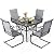 NUU GARDEN 5 Piece Outdoor Dining Set, 4 All Weather Outdoor Padded Textilene Patio Chairs and 37" Square Dining Table with 1.57" Umbrella Hole, for Backyard, Patio, Garden, Light Grey and Black