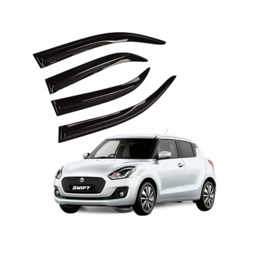 Image of Unbreakable Car Window Door Visor | Car Rain Wind Door Visor | Window Wind Deflector for Maruti Swift 2018-23 (Set of 4)