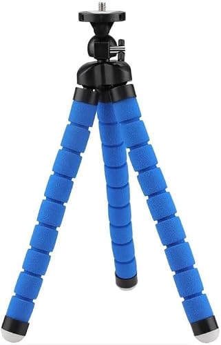 Flexible Octopus Tripod Stand, Blue, ABS and Sponge, 17cm, with Universal Phone Holder, for Camera and Smartphone