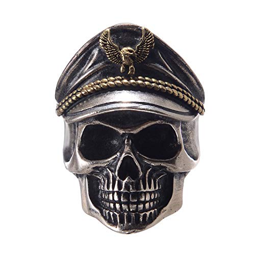 MAGIIE 1-2 Pcs Bague Homme,Bague Têtes de Mort/Capitaine/Officier pour Homme,Punk Rétro pour Toussaint Noël (2pcs) Cover