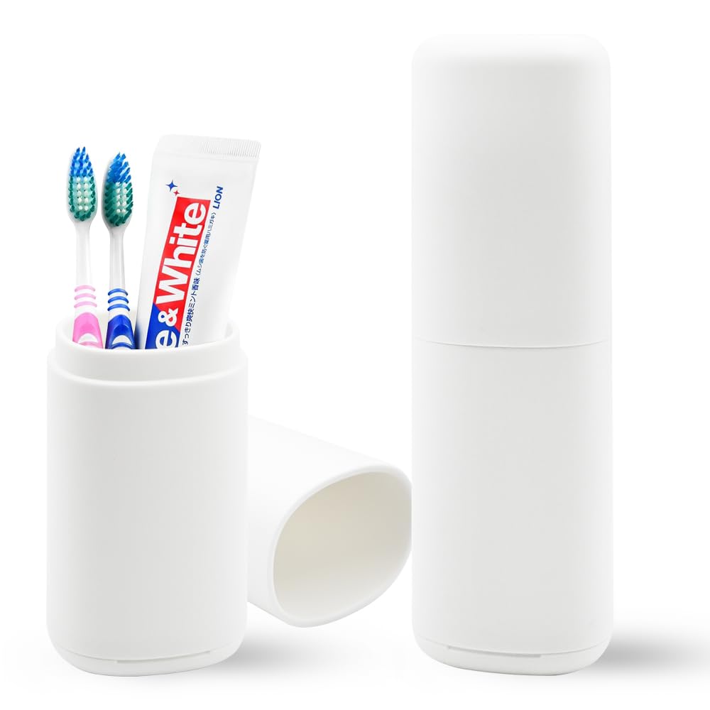 Toothbrush Travel Case, Portable Tooth Brush Holder and Toothpaste Cover, Plastic Travel Toothbrush Cup with Cover, Compact Storage Container for