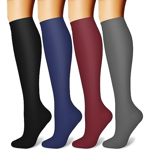 CHARMKING Compression Socks for Women and Men Circulation 4 Pairs 15-20 mmHg Best Support for Athletic Running Cycling