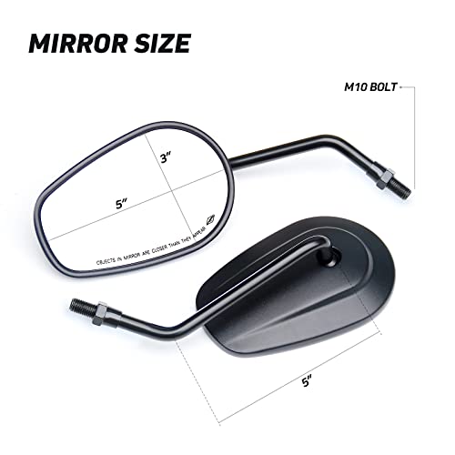 Wtzmoto Motorcycle Side Mirrors For 10Mm Handlebars - Black Powersports Double Takes Mirror Compatible With Suzuki, Honda Grom, Cafe Racer, Moped, Supermoto #TOP1