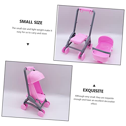 WESIEVYA Miniatur Puppenwagen Babywagen aus Robustem Detailgetreues Cartoon Design Geeignet für Puppenhaus Mädchen Langlebig und Realistisch für Rollenspiele – Bild 4