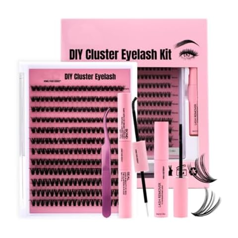 Premium DIY Cluster Eyelash Kit 40D, 240 PCS, 8-10-12mm, Volume Lashes, Extension Tools, Seal, Bond, Glue Remover, Tweezer (40D-0 07-D-MIX) Cover