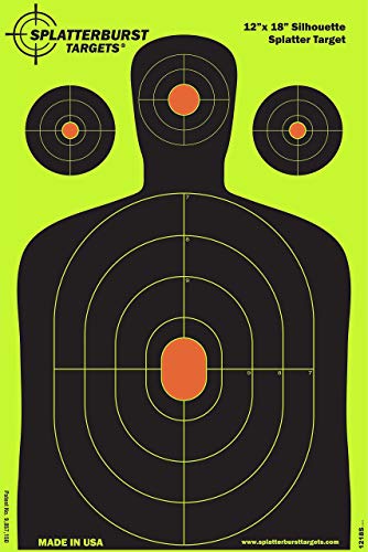 Splatterburst Targets - 12 x18 inch - Silhouette Splatter Target - Easily See Your Shots Burst Bright Fluorescent Yellow Upon Impact - Made in USA